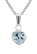 captivating teeny-tiny silver heart March birthstone baby necklace